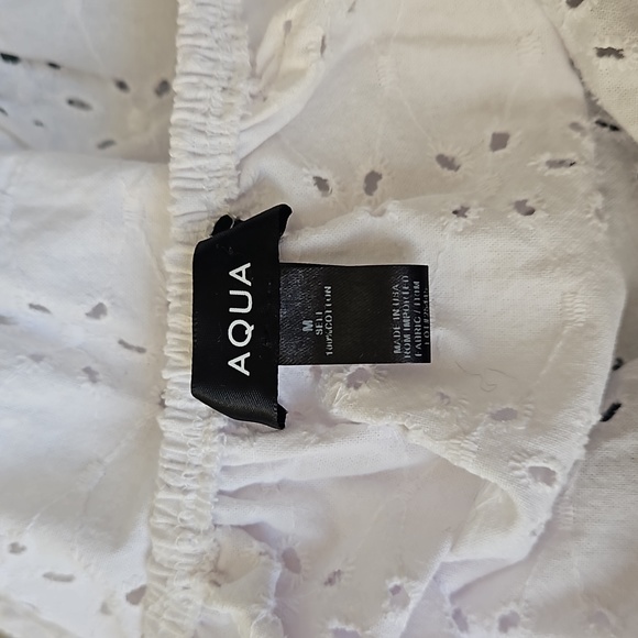 White Eyelet Boatneck Off Shoulder Balloon Sleeve Crop Top - Picture 5 of 5